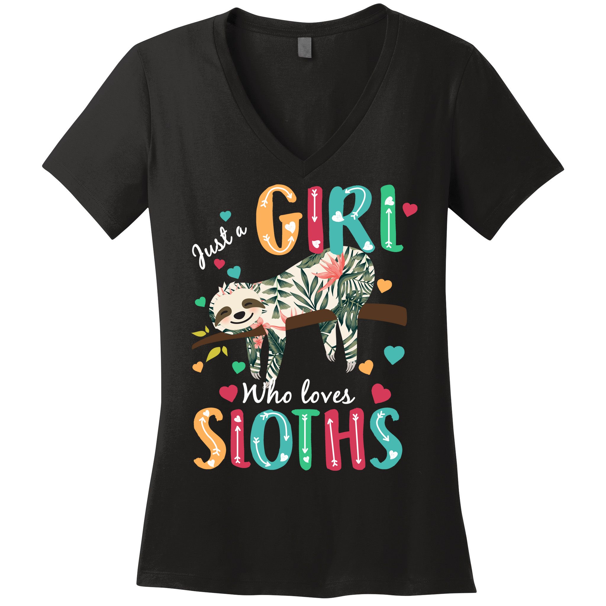 Just A Girl Who Loves Sloths Women's V-Neck T-Shirt