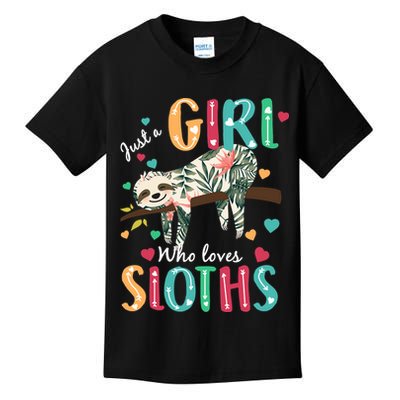 Just A Girl Who Loves Sloths Kids T-Shirt