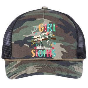 Just A Girl Who Loves Sloths Retro Rope Trucker Hat Cap