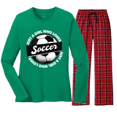 Just A Girl Who Loves Soccer Women's Long Sleeve Flannel Pajama Set 