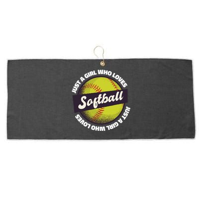 Just A Girl Who Loves Softball Large Microfiber Waffle Golf Towel