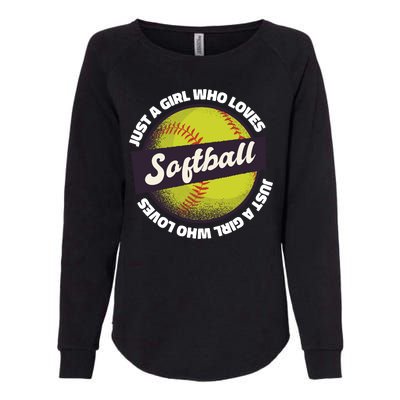 Just A Girl Who Loves Softball Womens California Wash Sweatshirt