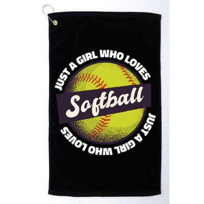 Just A Girl Who Loves Softball Platinum Collection Golf Towel