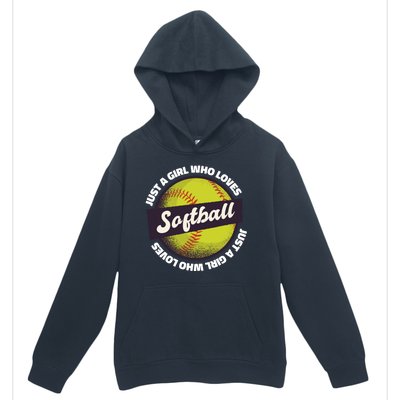 Just A Girl Who Loves Softball Urban Pullover Hoodie