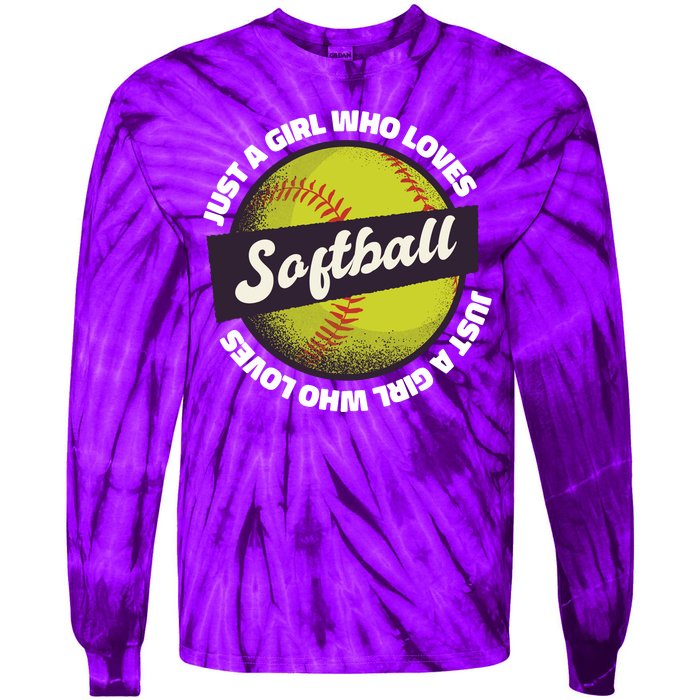 Just A Girl Who Loves Softball Tie-Dye Long Sleeve Shirt