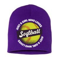 Just A Girl Who Loves Softball Short Acrylic Beanie