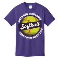 Just A Girl Who Loves Softball Kids T-Shirt