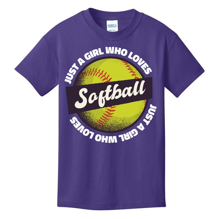 Just A Girl Who Loves Softball Kids T-Shirt