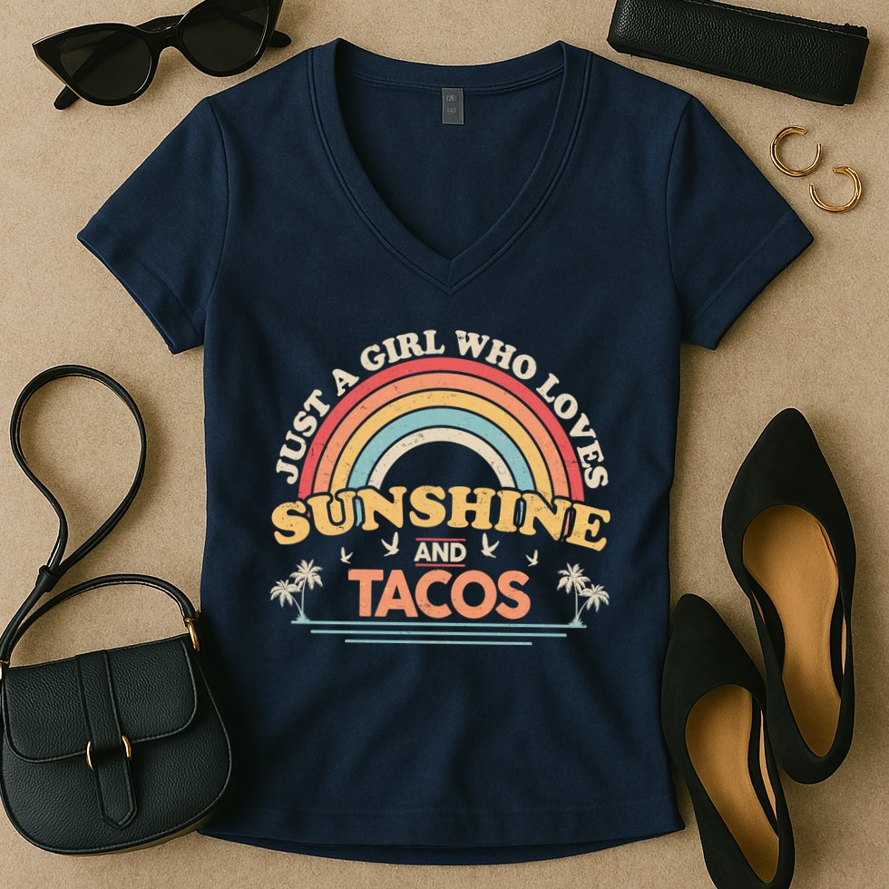 Just A Girl Who Loves Sunshine And Tacos Women's V-Neck T-Shirt