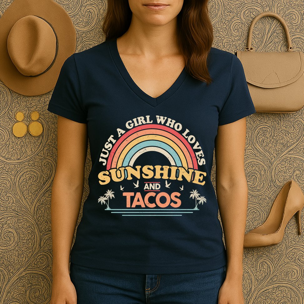 Just A Girl Who Loves Sunshine And Tacos Women's V-Neck T-Shirt