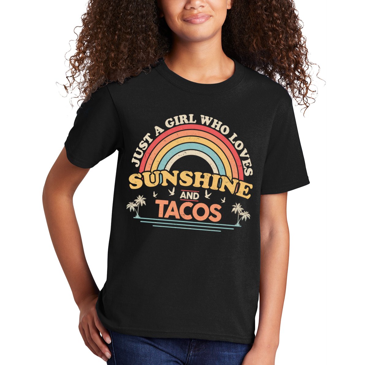 Just A Girl Who Loves Sunshine And Tacos Kids T-Shirt
