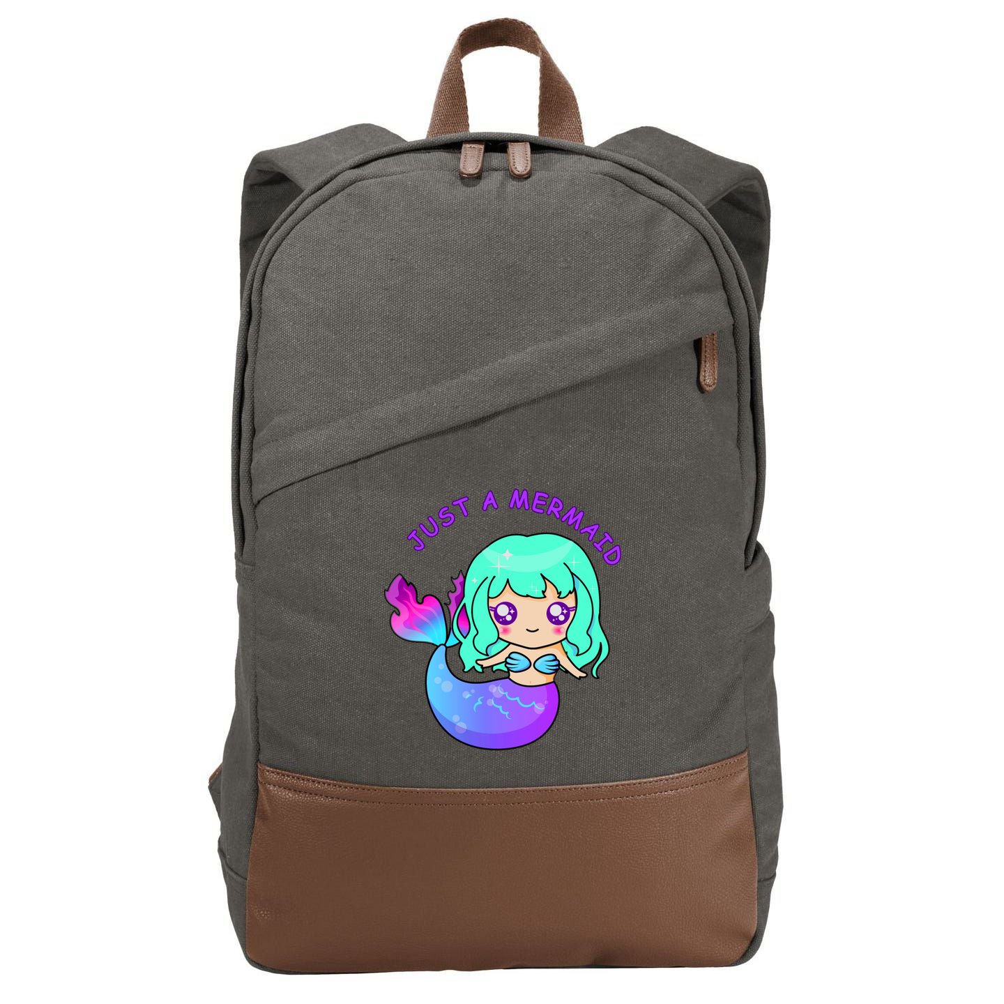 Just A Mermaid Cotton Canvas Backpack