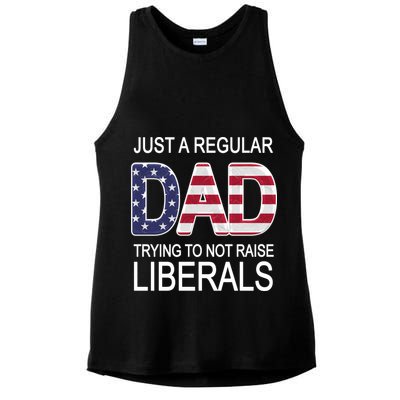 Just a Regular Dad Trying Not To Raise Liberals Ladies PosiCharge Tri-Blend Wicking Tank