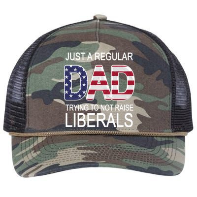 Just a Regular Dad Trying Not To Raise Liberals Retro Rope Trucker Hat Cap