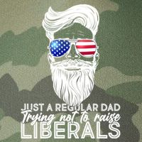 Just A Regular Dad Trying Not To Raise Liberals Hipster Dad Legacy Tie Dye Trucker Hat