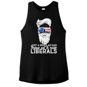 Just A Regular Dad Trying Not To Raise Liberals Hipster Dad Ladies PosiCharge Tri-Blend Wicking Tank