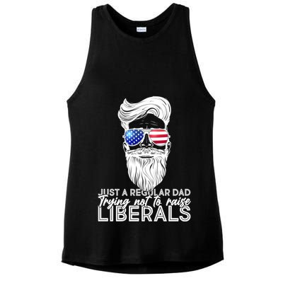 Just A Regular Dad Trying Not To Raise Liberals Hipster Dad Ladies PosiCharge Tri-Blend Wicking Tank
