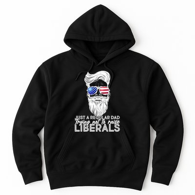 Just A Regular Dad Trying Not To Raise Liberals Hipster Dad Hoodie