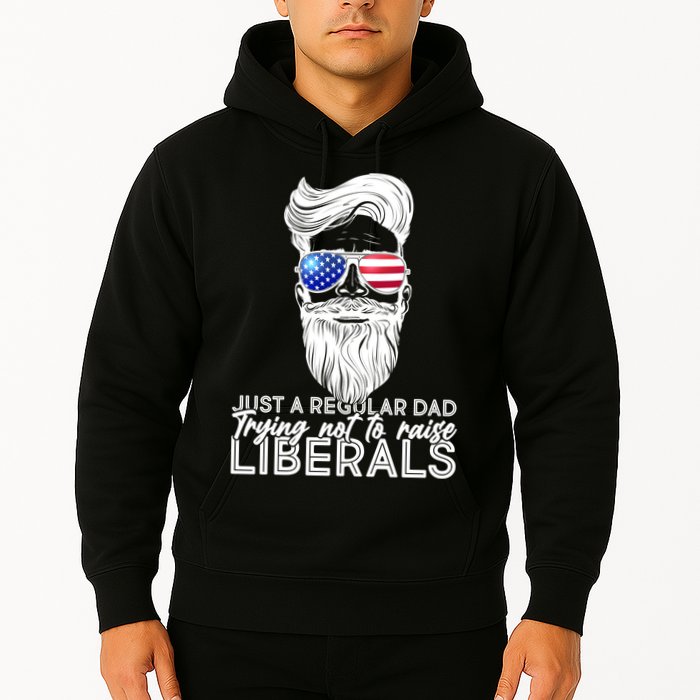 Just A Regular Dad Trying Not To Raise Liberals Hipster Dad Hoodie