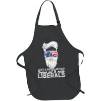 Just A Regular Dad Trying Not To Raise Liberals Hipster Dad Full-Length Apron With Pockets