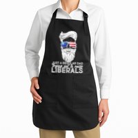 Just A Regular Dad Trying Not To Raise Liberals Hipster Dad Full-Length Apron With Pockets