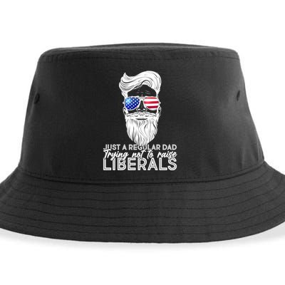 Just A Regular Dad Trying Not To Raise Liberals Hipster Dad Sustainable Bucket Hat