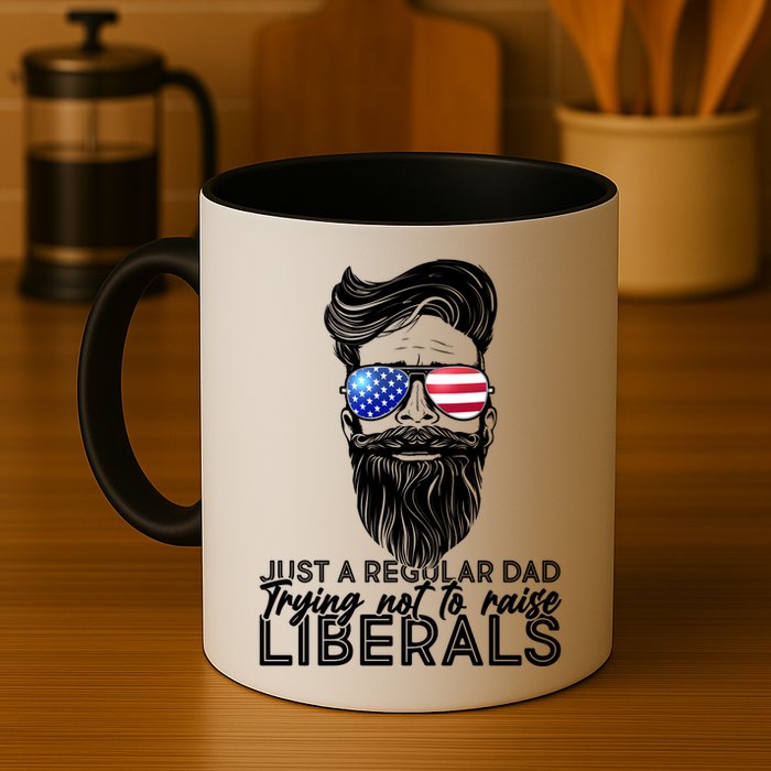 Just A Regular Dad Trying Not To Raise Liberals Hipster Dad Mug