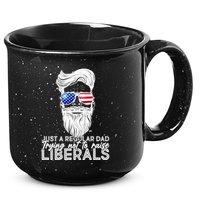 Just A Regular Dad Trying Not To Raise Liberals Hipster Dad 15oz Campfire Ceramic Mug