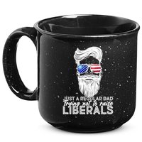 Just A Regular Dad Trying Not To Raise Liberals Hipster Dad 15oz Campfire Ceramic Mug