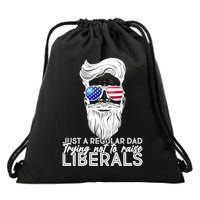 Just A Regular Dad Trying Not To Raise Liberals Hipster Dad Drawstring Bag
