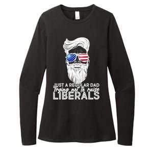 Just A Regular Dad Trying Not To Raise Liberals Hipster Dad Womens CVC Long Sleeve Shirt