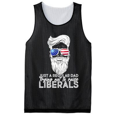 Just A Regular Dad Trying Not To Raise Liberals Hipster Dad Mesh Reversible Basketball Jersey Tank