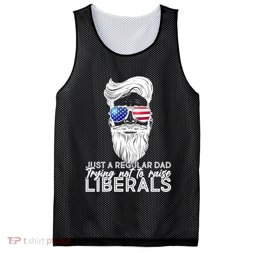 Just A Regular Dad Trying Not To Raise Liberals Hipster Dad Mesh Reversible Basketball Jersey Tank