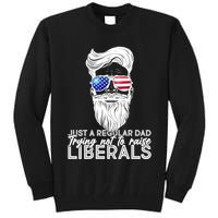 Just A Regular Dad Trying Not To Raise Liberals Hipster Dad Tall Sweatshirt