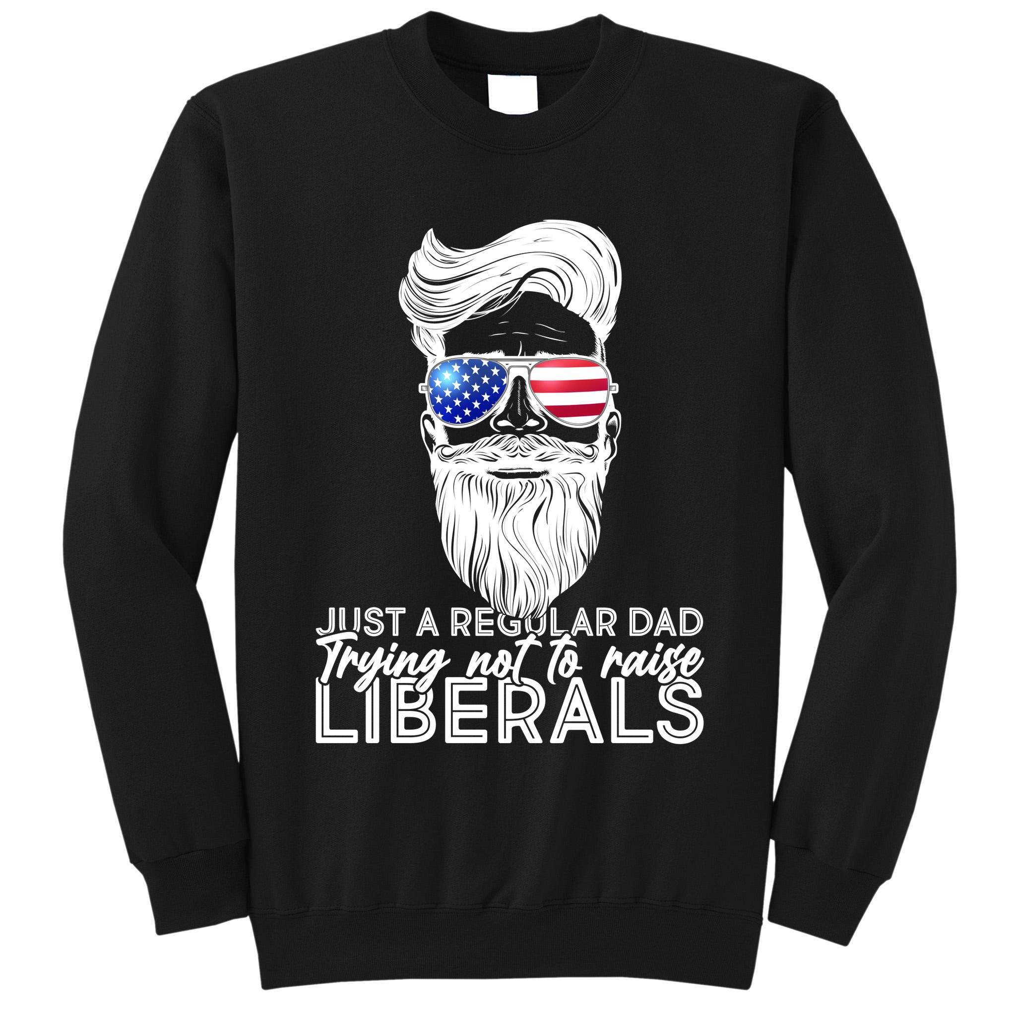 Just A Regular Dad Trying Not To Raise Liberals Hipster Dad Tall Sweatshirt