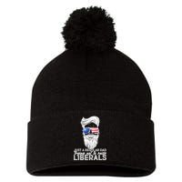 Just A Regular Dad Trying Not To Raise Liberals Hipster Dad Pom Pom 12in Knit Beanie