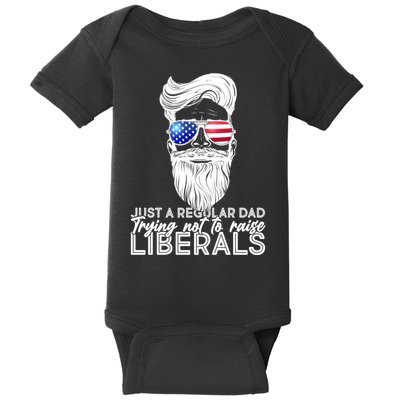 Just A Regular Dad Trying Not To Raise Liberals Hipster Dad Baby Bodysuit