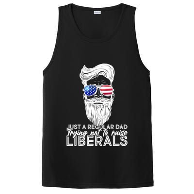 Just A Regular Dad Trying Not To Raise Liberals Hipster Dad PosiCharge Competitor Tank