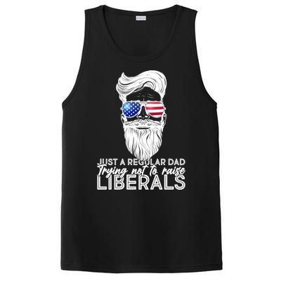 Just A Regular Dad Trying Not To Raise Liberals Hipster Dad PosiCharge Competitor Tank