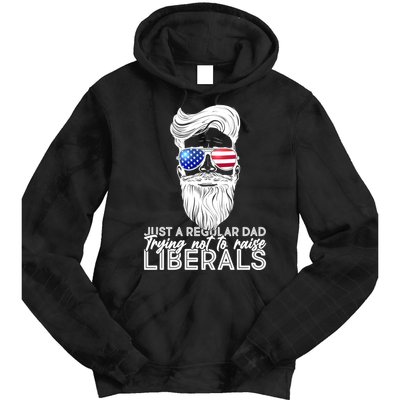 Just A Regular Dad Trying Not To Raise Liberals Hipster Dad Tie Dye Hoodie