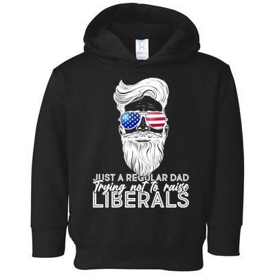 Just A Regular Dad Trying Not To Raise Liberals Hipster Dad Toddler Hoodie