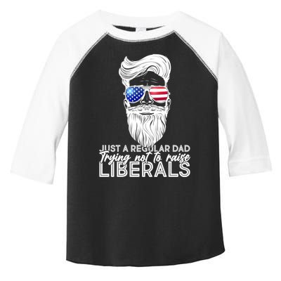 Just A Regular Dad Trying Not To Raise Liberals Hipster Dad Toddler Fine Jersey T-Shirt