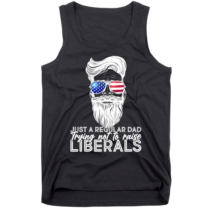 Just A Regular Dad Trying Not To Raise Liberals Hipster Dad Tank Top