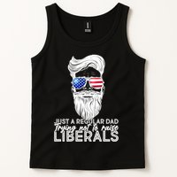 Just A Regular Dad Trying Not To Raise Liberals Hipster Dad Tank Top