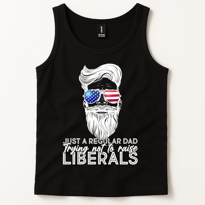 Just A Regular Dad Trying Not To Raise Liberals Hipster Dad Tank Top