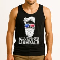 Just A Regular Dad Trying Not To Raise Liberals Hipster Dad Tank Top