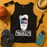 Just A Regular Dad Trying Not To Raise Liberals Hipster Dad Tank Top
