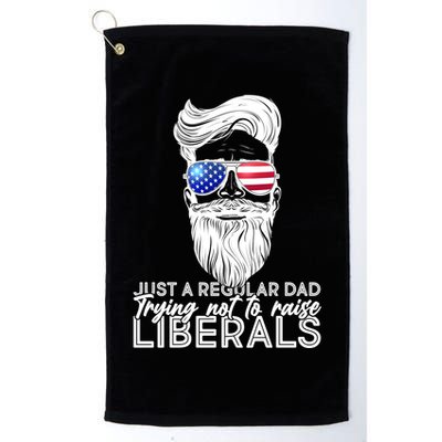 Just A Regular Dad Trying Not To Raise Liberals Hipster Dad Golf Towel