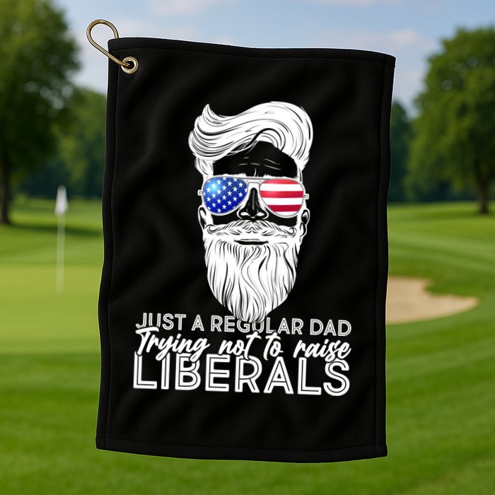 Just A Regular Dad Trying Not To Raise Liberals Hipster Dad Golf Towel