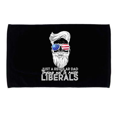 Just A Regular Dad Trying Not To Raise Liberals Hipster Dad Microfiber Hand Towel